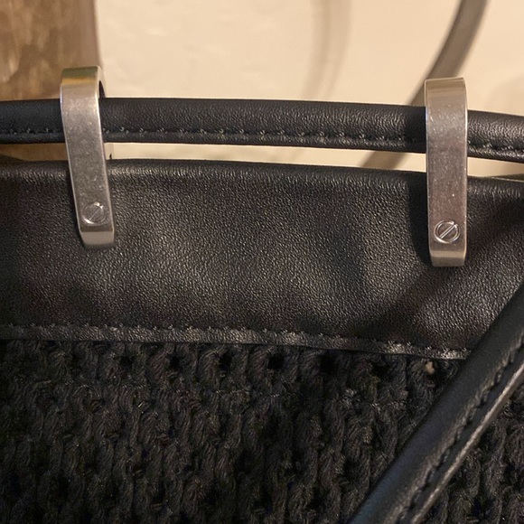 Rag and Bone Black net Dayton drawstring bucket crossbody bag with leather trim - Picture 7 of 13